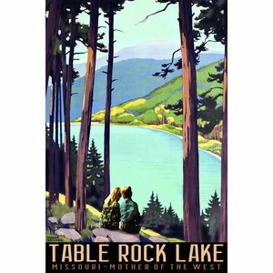 Table Rock Lake Missouri Arkansas Boy and Girl Travel Poster Roger Broders Art Print 372