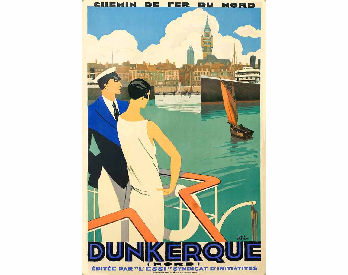Dunkerque Chemin De Fer Du Nord Poster Retro Restored Roger