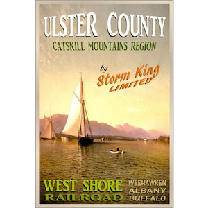 ULSTER COUNTY West Shore Railroad New Train Travel Poster Original Retro Kingston New York Railroad Art Print 142