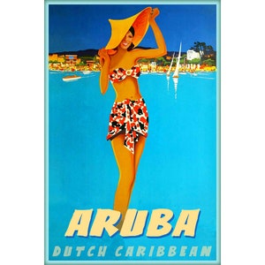Aruba Dutch Caribbean Tropical ABC Islands Travel Poster Netherlands Antilles Repro Art Print 377