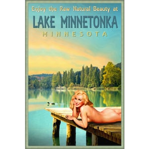 Lake Minnetonka Minnesota Marilyn Monroe Pin Up Poster Duck Dock Sunset Art Print 293