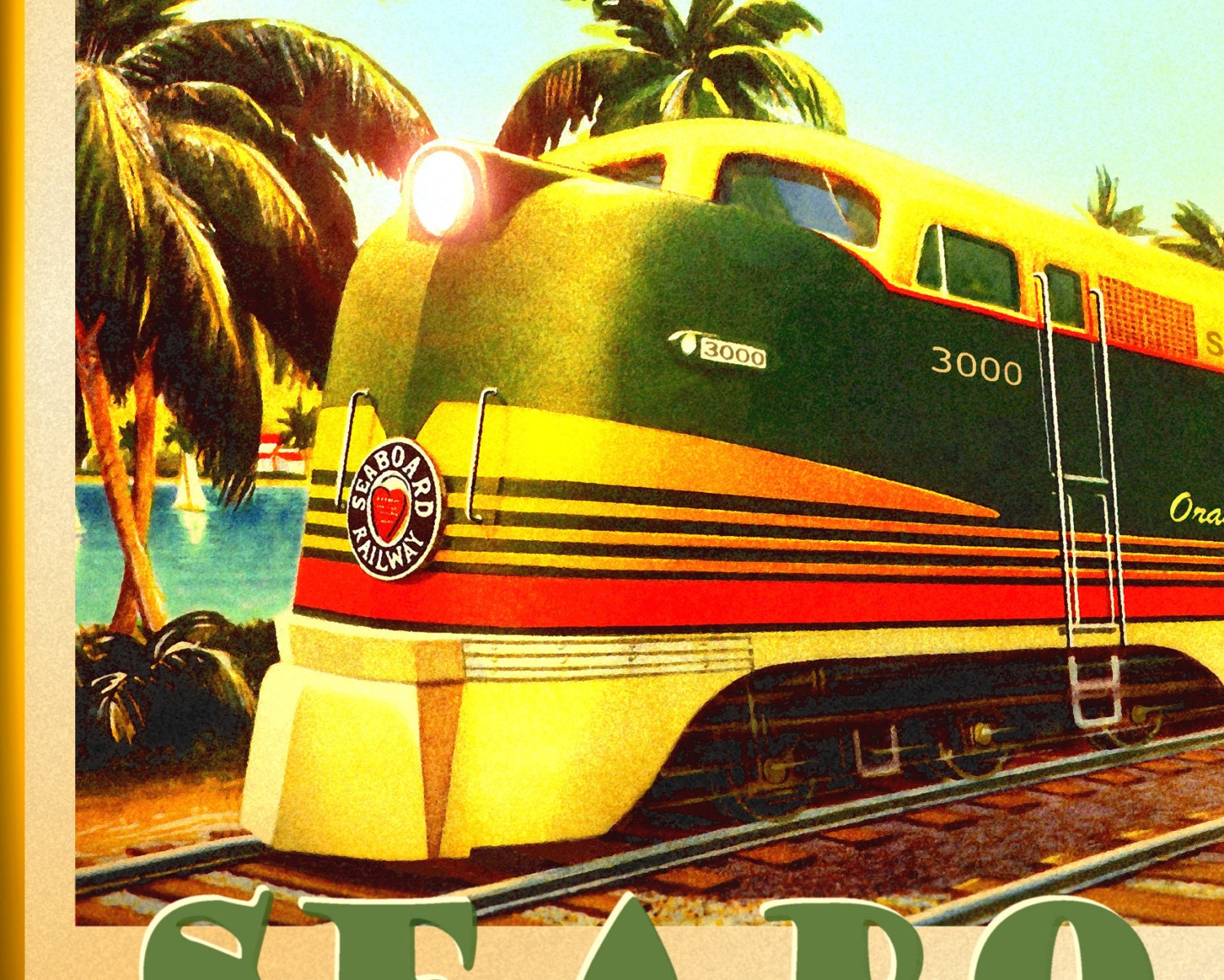 Tampa Florida Orange Blossom Special Train Art Poster Seaboard Air