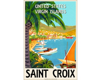 Saint Croix U S Virgin Islands Caribbean West Indies Travel Poster Roger Broders Repro Art Print 313