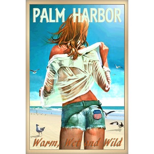 Palm Harbor Florida Pinellas County Beach Pin Up Poster Nuevo Golfo Retro de México Impresión de Arte Tropical 267