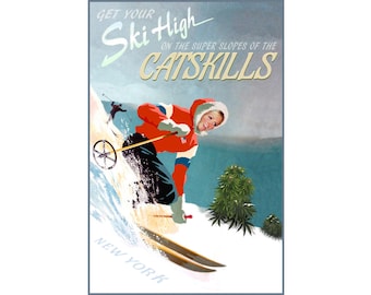 Catskills New York Snow Ski Travel Poster Paris Pot High Mountains Art Print 329