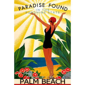 Palm Beach Florida Travel Poster New Palm Beach County Retro Pin Up Art Print 314