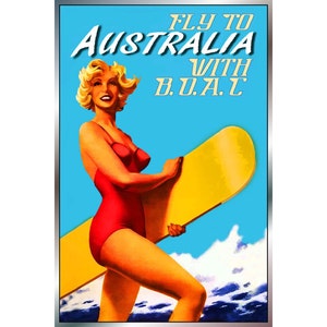 BOAC British Overseas Airways New Retro Travel Mediados del siglo Cartel Australia Nueva Zelanda Arte Impresión 113