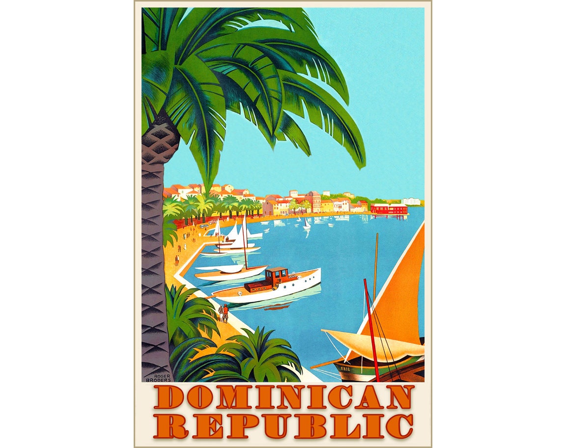 Roger Republic 313 Travel Hispaniola Broders Repro Print Dominican Sea - Caribbean Etsy Poster Art