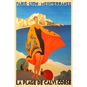 Córcega La Plage de Calvi Cartel Broders PLM Ferrocarril Haute Corse Art Print 319