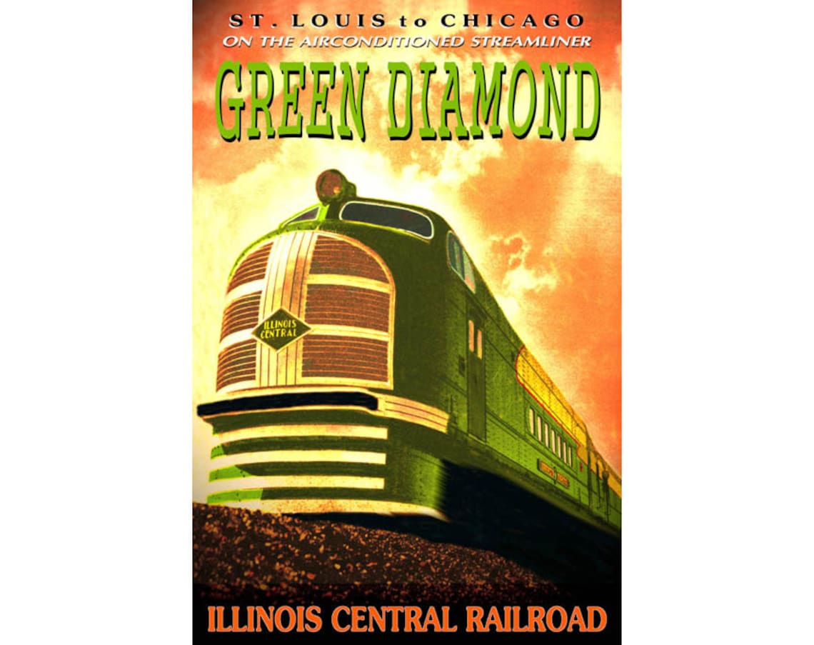 Diamond R Train Logo Illinois Central Railroad - GREEN DIAMOND - New Poster - in 4 Sizes up ...