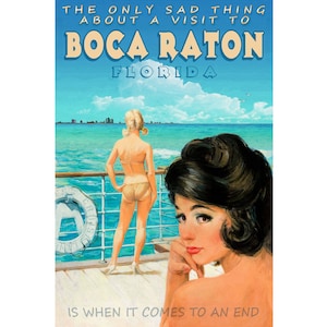Boca Raton Florida Kreuzfahrtschiff Pin Up Reise Poster Karibik Atlantik Atlantik Liner Urlaub Pulp Kunstdruck 331
