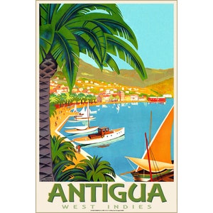 Antigua West Indien Karibisches Meer Reise Poster Roger Broders Repro Kunstdruck 313