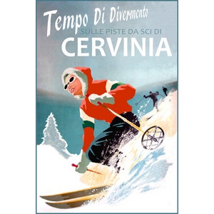 Cervinia Italy Ski Travel Poster New Retro Winter Sports Aosta Valley Valtournenche Art Print 311