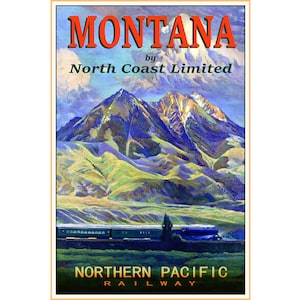 NORTHERN PACIFIC North Coast Ltd -Montana Train Poster - New Retro Travel Advertising - disponible en 4 tamaños de hasta 24"x 36" - Art Print 109