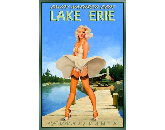 Cape Fear North Carolina New Original Travel Poster Marilyn Pin Up Art Print 172