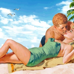 Marilyn Monroe & President Kennedy Together JFK Norma Jean Beach Passion Poster Art Print 332