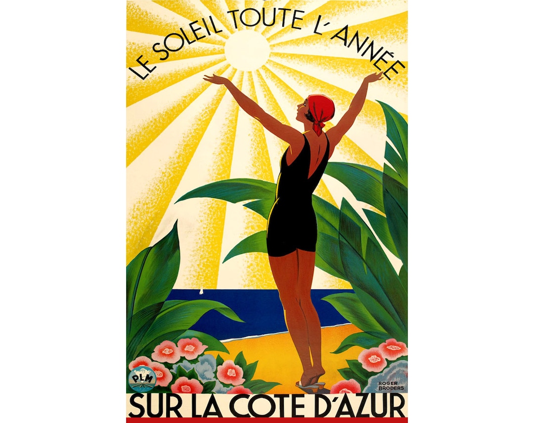 Sur La Cote D'azur Travel Poster PLM Chemin De Fer Railway Art