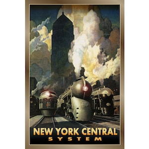 New York Central System Streamliners Nieuwe Retro Poster Henry Dreyfuss Railroad Train Chicago Leslie Ragan Art Deco Print 245