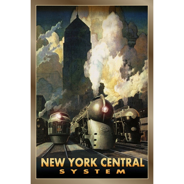 New York Central System Streamliners  New Retro Poster Henry Dreyfuss Railroad Train Chicago Leslie Ragan Art Deco Print 245