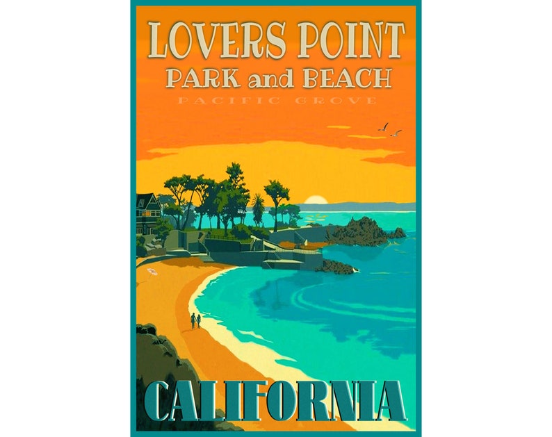 Lovers Point Beach Pacific Grove California Poster Monterey - Etsy