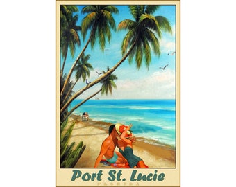 Port St Lucie Florida Beach Travel Poster New Retro Tropical Romance Art Print 399