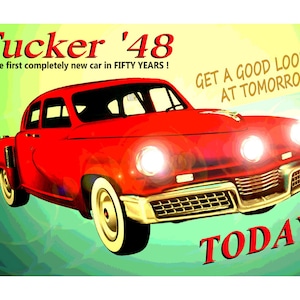 1948 TUCKER Torpedo Automobile Original New Retro Poster Modern Car Art available in 5 Colors Automobile Print 014