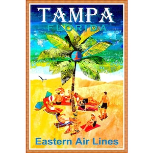 Tampa Florida Eastern Air Lines Nuovo sole Stato Viaggio Poster Spiaggia Palm AiMe Arte Stampa 278