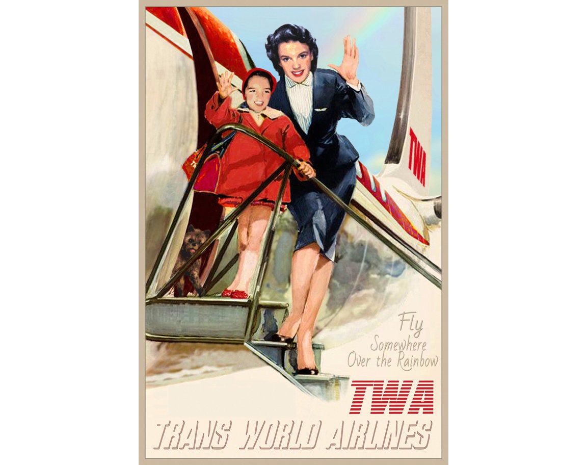 TWA Toto Trans World Airlines New Retro Mid Century Style Travel Poster Judy Garland Liza Minnelli Art Print 354T