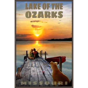 Lake of the Ozarks Missouri Travel Poster Red Rowboat Kids Fishing Art Print 373
