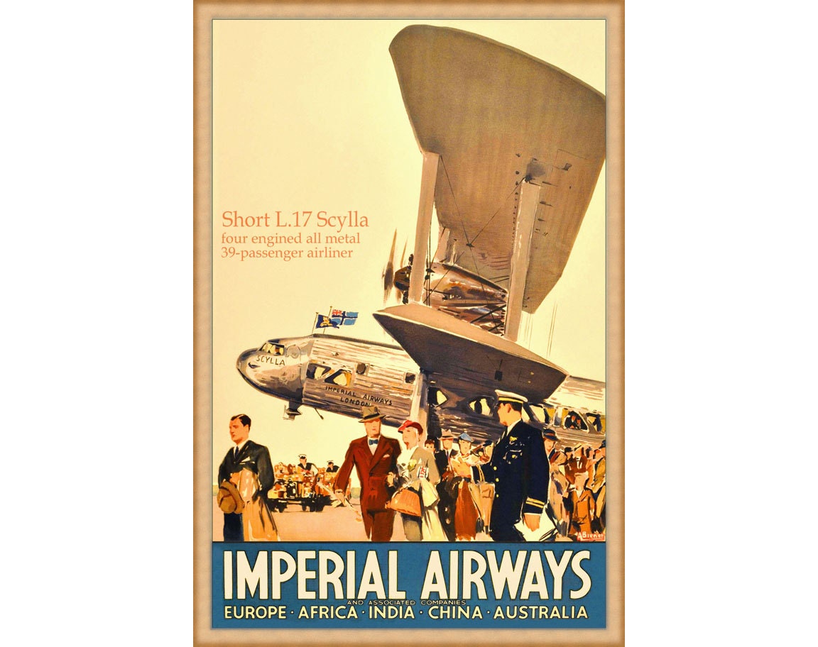 Vintage Imperial Airways Seaplane Poster A3 A2 Print 