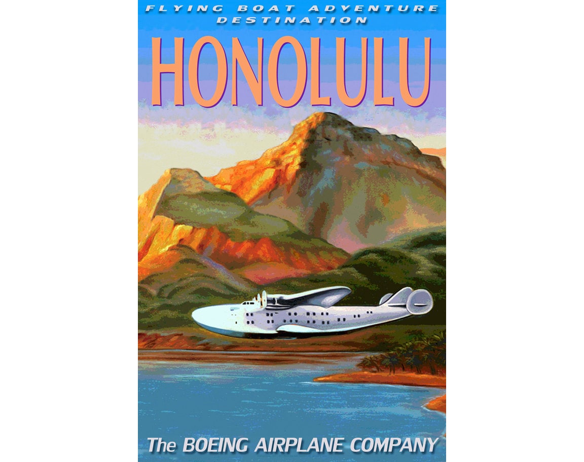 Boeing 314 FLYING BOAT New Retro Seaplane Travel Poster