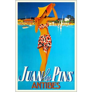 Juan Les Pins Antibes Cote D'Azur Riviera Francesa Mediterránea Cartel de Viajes Repro Art Print 377