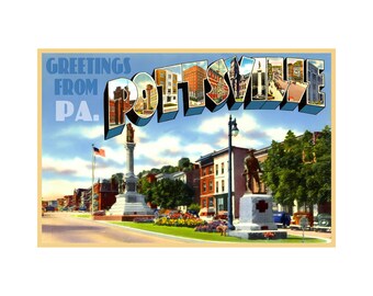 Greetings From Pottsville Pennsylvania Travel Poster New Retro Postcard Reproduction Schuylkill County Art Print 381