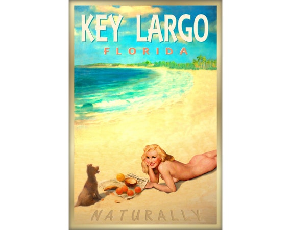 PALM BEACH Florida New Atlantic Ocean Tropical Poster Pin Up Girl Art Print 205