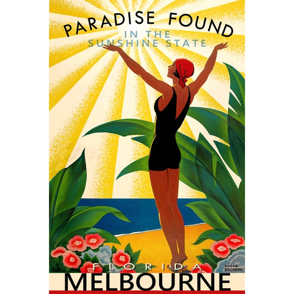 Melbourne Florida Travel Poster New Brevard County Retro Beach Pin Up Art Print 314