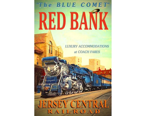 Jersey Central Railroad BLUE COMET Custom Train Poster Your Choice