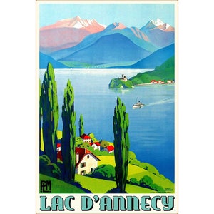 Lac D'Annecy France Travel Poster PLM Chemin de Fer Railway Art Roger Broders Repro Print 312