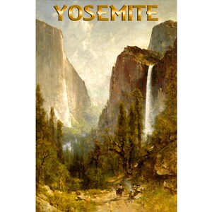 Yosemite California Bridal Veil Falls Retro Travel Poster New Classic Scenic National Park El Capitan Art Print 098