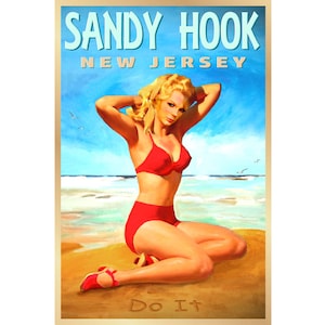 Sandy Haken Strand New Jersey Shore Reise Poster Pin up Atlantic Kunstdruck 272