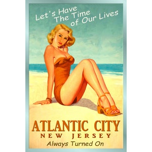 ATLANTIC CITY New Jersey Ozean Strand Pin Up Poster - 3 Größen - Zeit unseres Lebens neue Retro Atlantic Shore Kunstdruck 167
