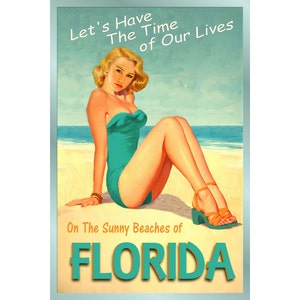 FLORIDA Atlantic Ocean Beach Pin Up Cartel de viaje Time of Our Lives New Retro Atlantic Shore Art Print 205