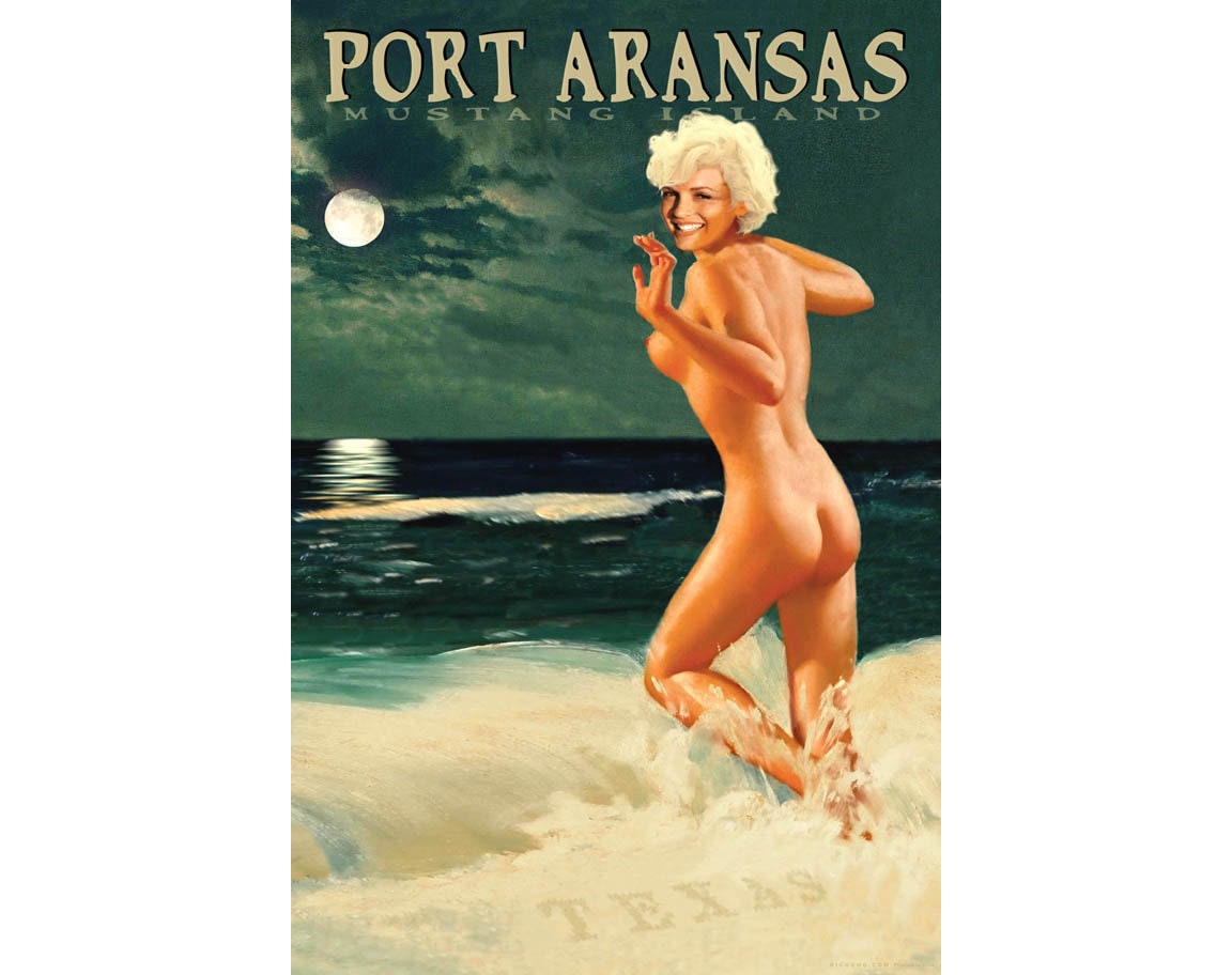 Port Aransas Mustang Island Texas Travel Poster Marilyn Monroe Nude Beach  Pin up Art Print 347 - Etsy Hong Kong