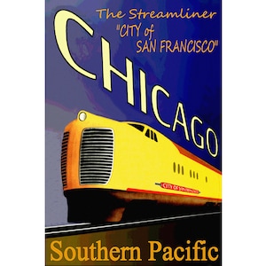 Southern Pacific Railroad City of San Francisco Train Poster New Retro Streamliner Art Deco Print 040