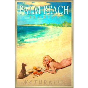 PALM BEACH natürlich Marilyn Monroe Pin Up Florida Reise Poster neue Original Retro tropischen Kunstdruck 263