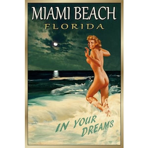 Miami Beach FLORIDA original Marilyn Monroe cartel de viaje nuevo retro baño belleza pin hasta Ocean Art Print 169