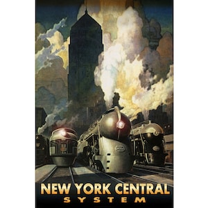 New York Central System Streamliners New Retro Poster Henry Dreyfuss Railroad Train Chicago Leslie Ragan Art Deco Print 245NB