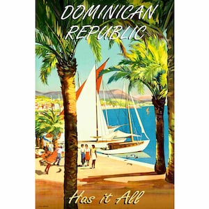 Dominican Republic Hispaniola Caribbean Travel Poster Champseix Repro Art Print 387