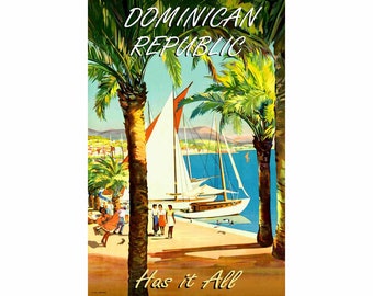 Dominican Republic Hispaniola Caribbean Travel Poster Champseix Repro Art Print 387