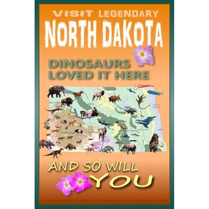 NORTH DAKOTA New Retro Tourism Travel Advertising Poster -Bismarck Fargo Minot Mandan -available in 4 sizes- Mid-Century Style Art Print 122