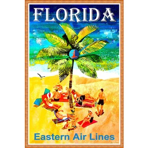 Florida Eastern Air Lines Nuevo cartel de viaje del estado del sol -en 4 tamaños- Beach Palm Tree Ocean Art Print 278